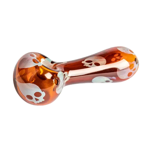 Product image of Red Eye Glass, 4.25" Skulls Hand Pipe