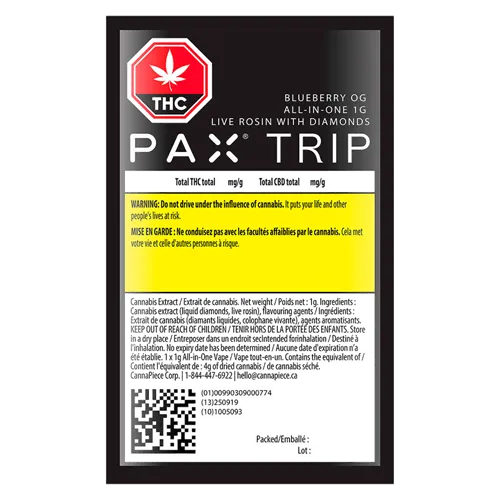 Trip Blueberry OG All in One Live Rosin with Diamonds - Pax - Disposables