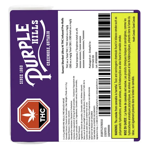 Sunset Sherbet Ultra Hi THC Infused - Purple Hills - Infused Joints