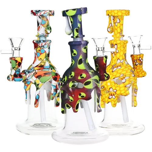 Product image of 7.5" Masked Silicone & Glass Water Pipe