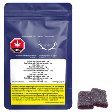 Product image of Real Fruit Elderberry Soft Chews 2:1 THC:CBN - Wyld - Gummies