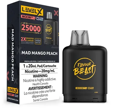 Product image of Mad Mango Peach - Flavour Beast x Level X G2 Boost - Pod