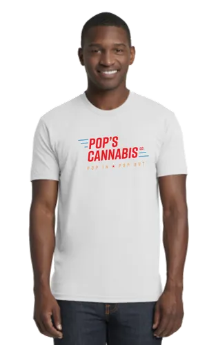 Product image of Pop's Cannabis, White T-Shirt w/ Red Logo
