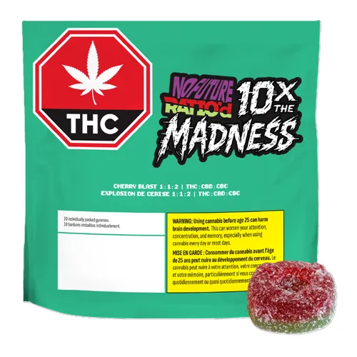 Product image of 10x the Madness: Ratio'd Cherry Blast 1:1:2 THC/CBD/CBC - No Future - Gummies