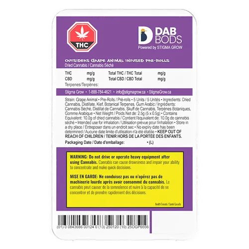 Grape Animal Infused - Dab Bods - Infused Joints