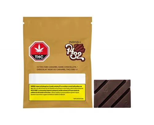 Product image of 1:1 THC/CBD Caramel Dark Chocolate - Indiva 1432 - Chocolate