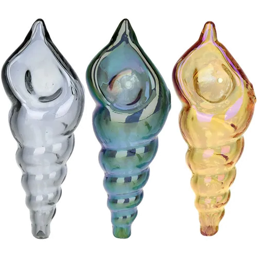 Product image of 4.5" Logarithmic Spiral Electroplated Shell Glass Hand Pipe