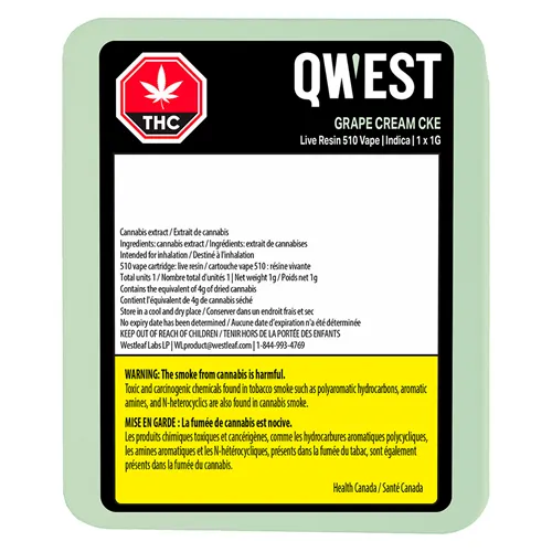 Grape Cream CKE Live Resin - Qwest - 510 Cartridges