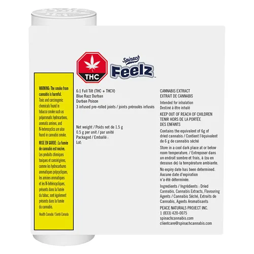 Blue Razz Durban THCV Infused (Full Tilt) - SPINACH FEELZ - Infused Joints