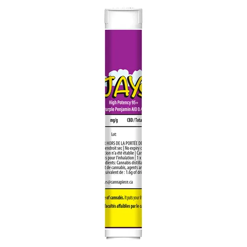 Product image of High Potency 95+ Purple Penjamin AIO - Jays - Disposables