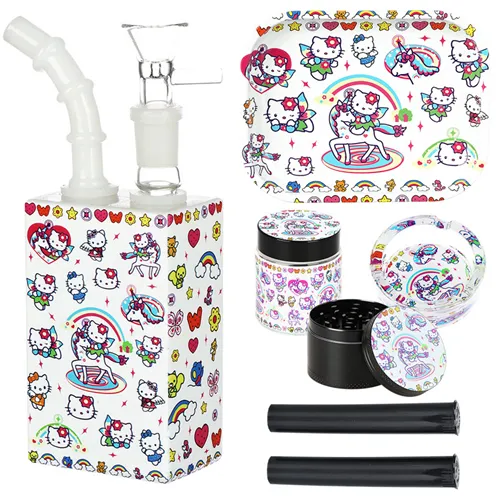Product image of Generic, 7" Cute Kitty Juicebox Glass Water Pipe Smoker's Travel Kit