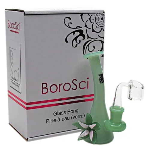 Product image of Borosci, 5.5" Bent Neck Flower Mini Beaker Glass Rig with Banger
