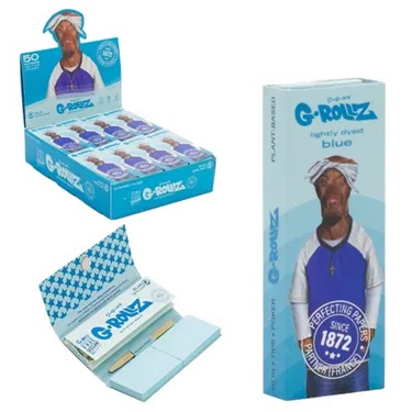 Product image of G-Rollz, Pets Rock Lightly Dyed Blue Rolling Papers w/ Tips