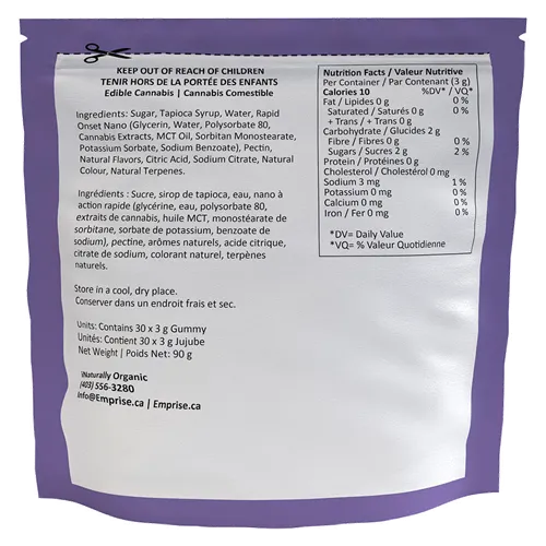 Grape 10 mg THC Sativa - Emprise Rapid - Gummies