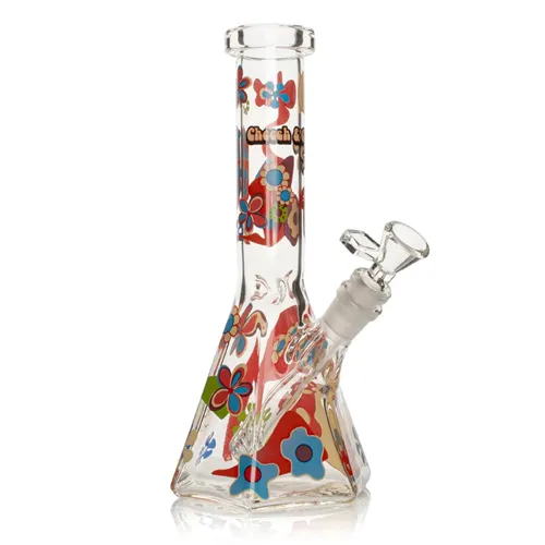 Product image of Cheech & Chong Glass 10" Tall Power To The Flower Hex Beaker Base Water Pipe