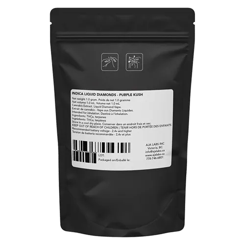 Indica (Purple Kush) Liquid Diamonds - Solid Gold - 510 Cartridges