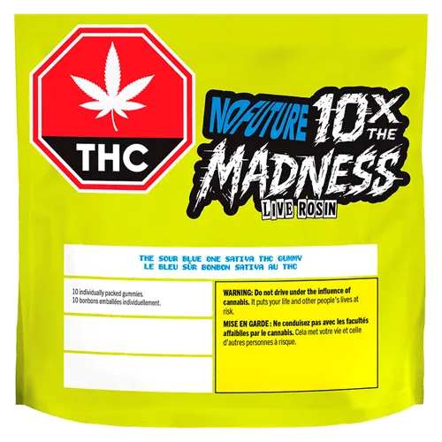 10X the Madness: The Sour Blue One - Live Rosin Sativa - No Future - Gummies