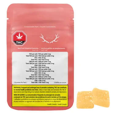 Real Fruit Grapefruit 1:1:1 THC:CBG:CBC (Sativa) - Wyld - Gummies