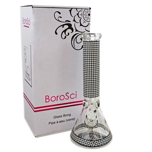 Product image of Borosci, 14" Glow In The Dark Checkered Glass Bong