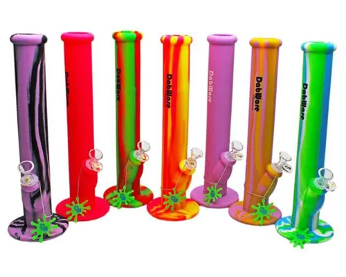 Product image of DabWare, 14" Straight Shooter Platinum Silicone Bong