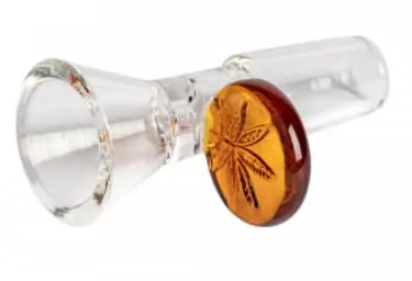Product image of 14mm Cone Pull Out w/ Leaf Stamped Handle - Red Eye Glass