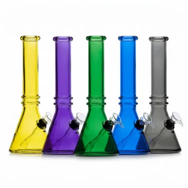 Product image of Glass Bong  Double Ring Beaker 10" - Blueberry