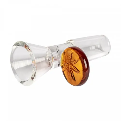 Product image of Glass-on-glass Cone Pull-out W/Leaf Stamped Handle - Smoke