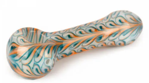 Product image of 4.5" Paisley Hand Pipe White w/ Orange & Blue