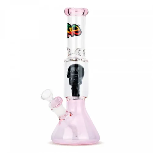 Product image of Bongs - 11" Tall Dual Chamber Beaker Tube W/Skull Perc (PINK)