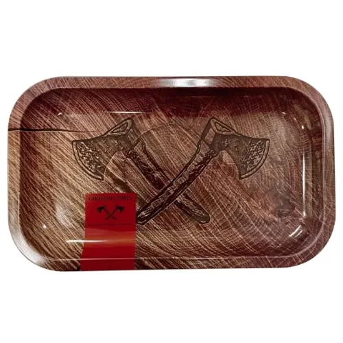 Product image of Canadian Lumber Metal Rolling Tray - Etched Log Logo - 10.5" x 6.25"