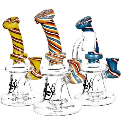 Product image of 6" Retro Stripe Swirl Dab Rig by Pulsar