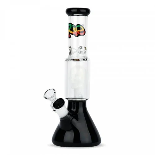 Product image of Bongs - 11" Tall Dual Chamber Beaker Tube W/Skull Perc (BLACK)