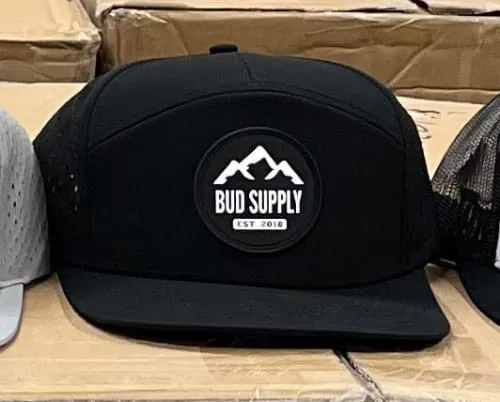 Product image of BUD SUPPLY - 7 Panel Laser Cut Cap Black