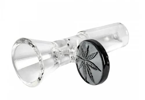 Product image of 14mm Cone Pull Out w/ Leaf Stamped Handle - Red Eye Glass