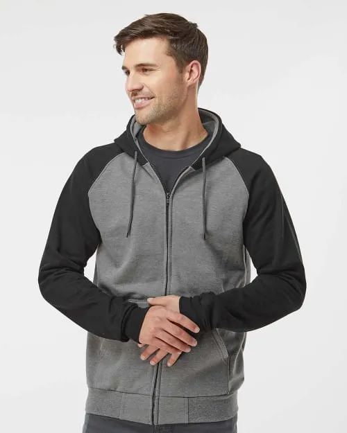 Product image of BUD SUPPLY - KING Raglan Full-Zip Hoodie Grey / Black - S