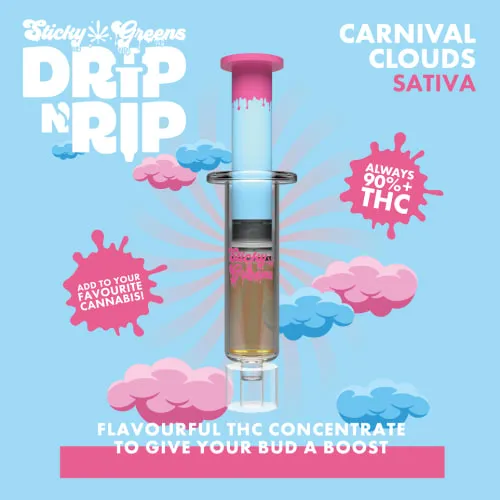 Product image of Drip N Rip Carnival Clouds Distillate Syringe - Sticky Greens - Distillate