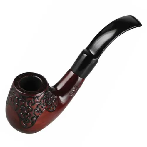 Product image of 5.5" Engraved Bent Brandy Cherry Wood Shire Pipe
