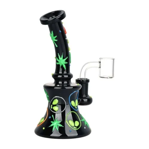Product image of 420 Alien Glow In The Dark Glass Dab Rig - 6.5" / 14mm F