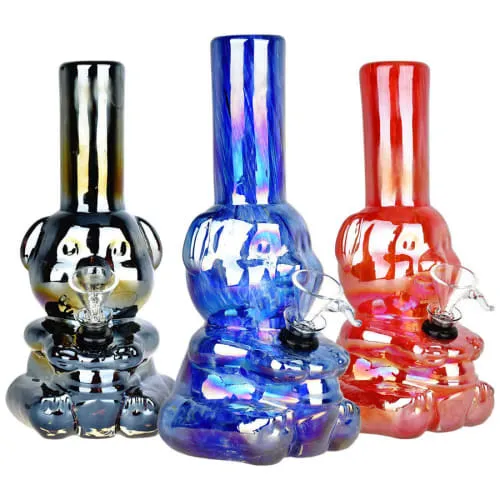Product image of Bear-y Shiny Electroplated Soft Glass Water Pipe - 7.75"
