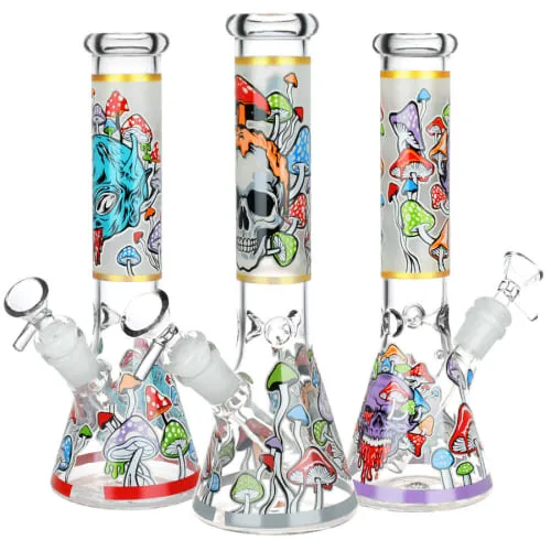 Product image of Monsters And Shrooms Glow Glass Beaker Water Pipe 10"