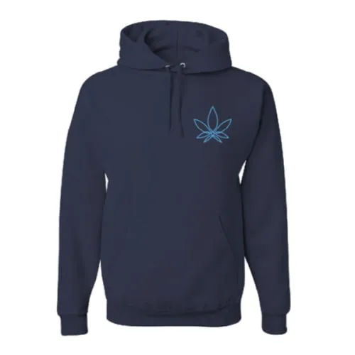 Product image of Delta 9 Cannabis - Atomic Leaf Pull-Over Hoodie - Navy Blue