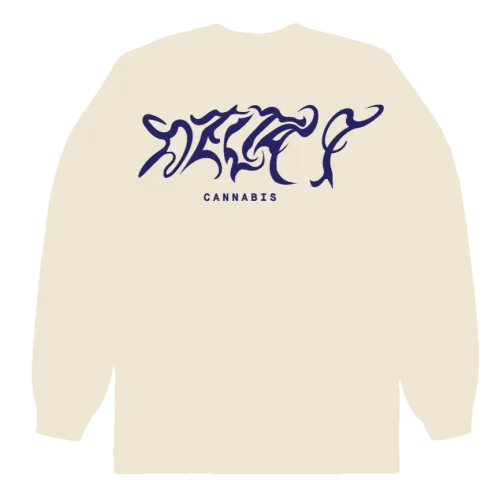 Product image of Delta 9 Cannabis - Triangle Logo with Sanskrit Logo Long Sleeves Shirt - Cream