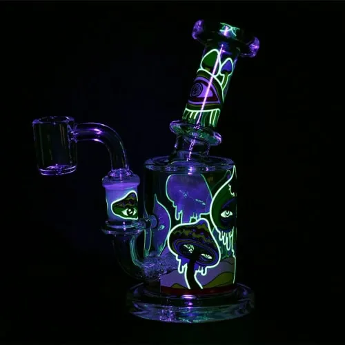 Product image of 6" They're Watching You Glow In The Dark Glass Dab Rig