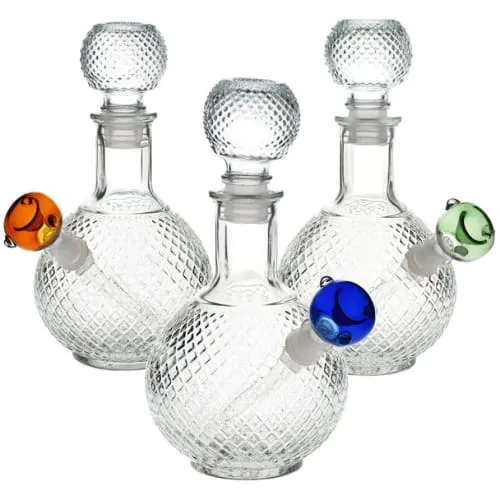 Product image of Vintage Decanter Style Glass Water Pipe w/ Cap 9"