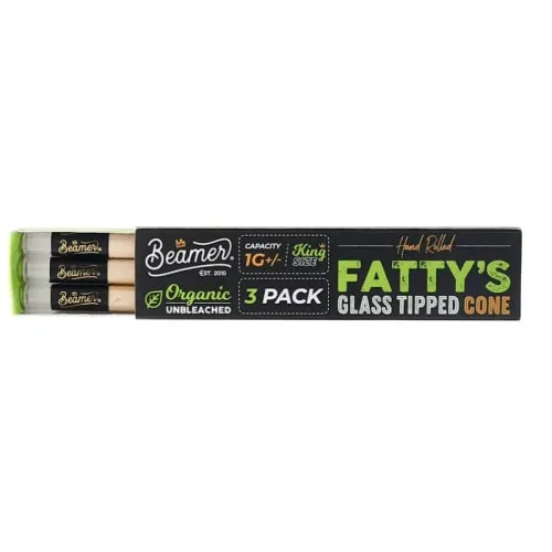 Product image of Beamer | CONES "Fatty's" Organic Cone's w/ Glass Tip - 3 Pack
