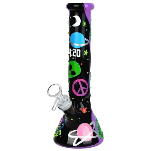 Product image of Glow In The Dark Glass Water Pipe - 9.5" / 14mm F