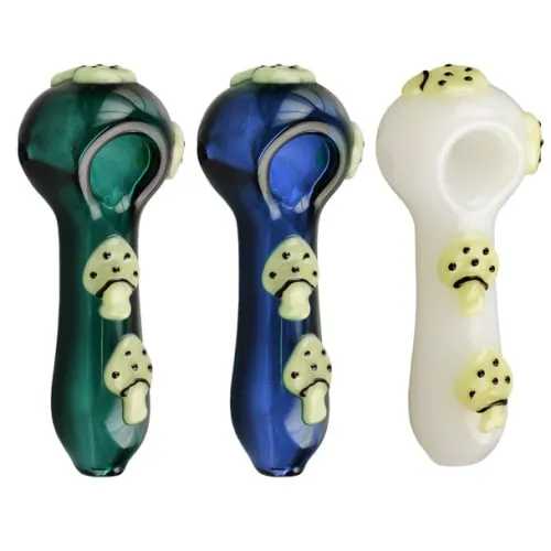 Product image of Glow in the Dark Mushroom Spoon Pipe - 4"