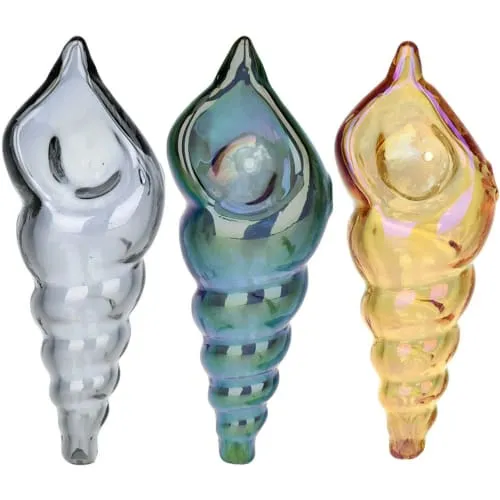 Product image of Logarithmic Spiral Electroplated Shell Glass Hand Pipe - 4.5"