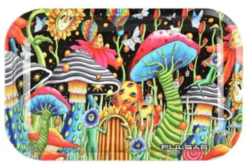 Product image of Garden of Cosmic Delights Metal Rolling Tray - 11" x 7"