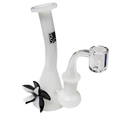 Product image of BoroSci - 5.5" Bent Neck Mini Beaker Rig w/Flower (Banger Included)